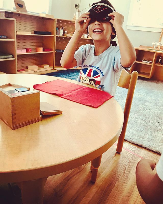 Extending his skills, blindfolded #britishswimschool #waylandmontessori #waylandKid #waylandMA #montessori #preschool #education #binomialcube #sensorial #fall #school #montessoridads