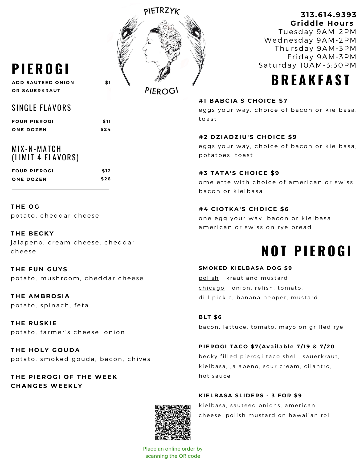 PIETRZYK PIEROGI IS OPEN FOR LUNCH SERVICE