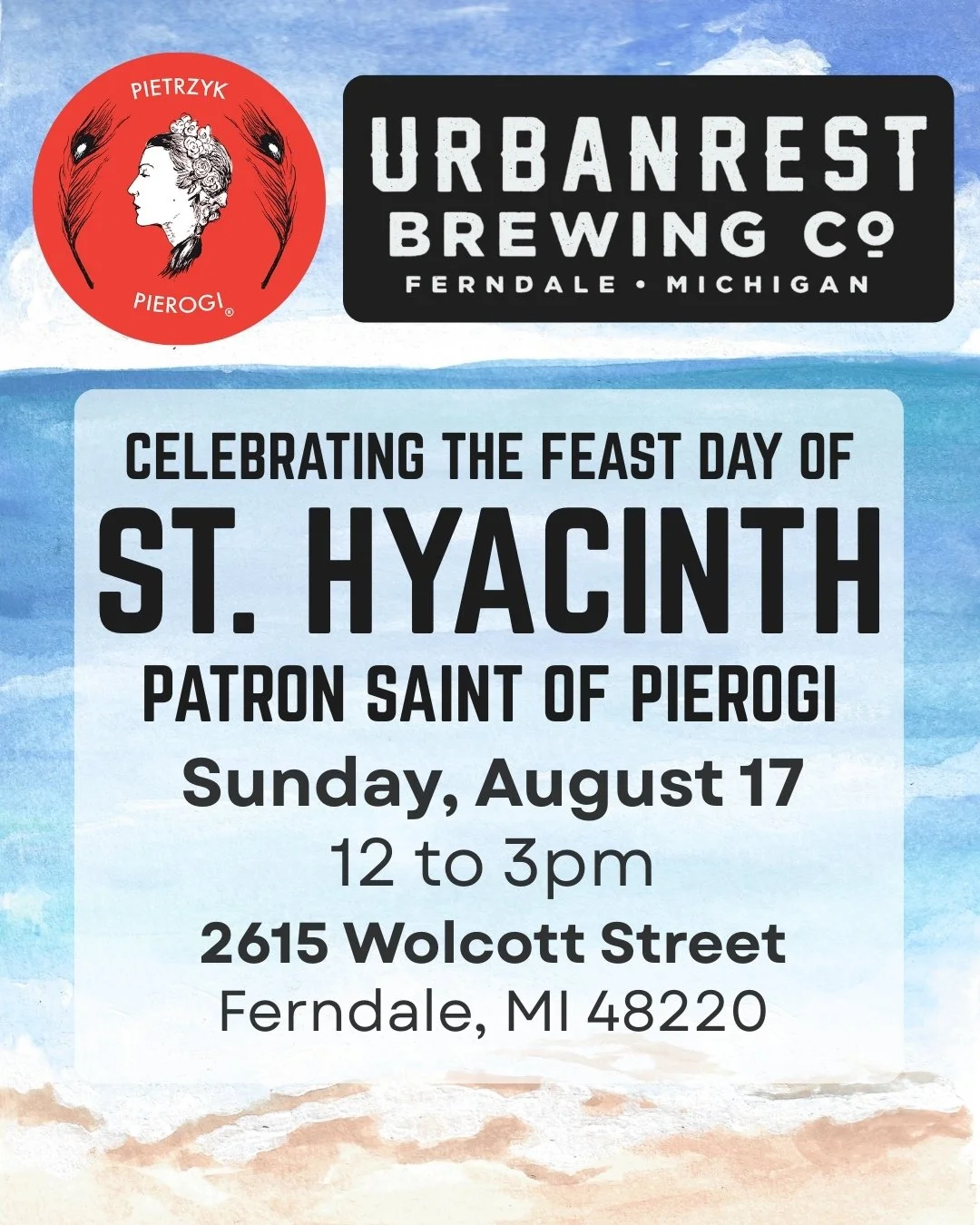 Today's our latest collab with our friends at @urbanrestbrewing, and today we're celebrating the feast day of St. Hyacinth, the patron saint of pierogi (and Poland itself). Raise a glass to the man whose miracles, as the stories go, helped to inspire