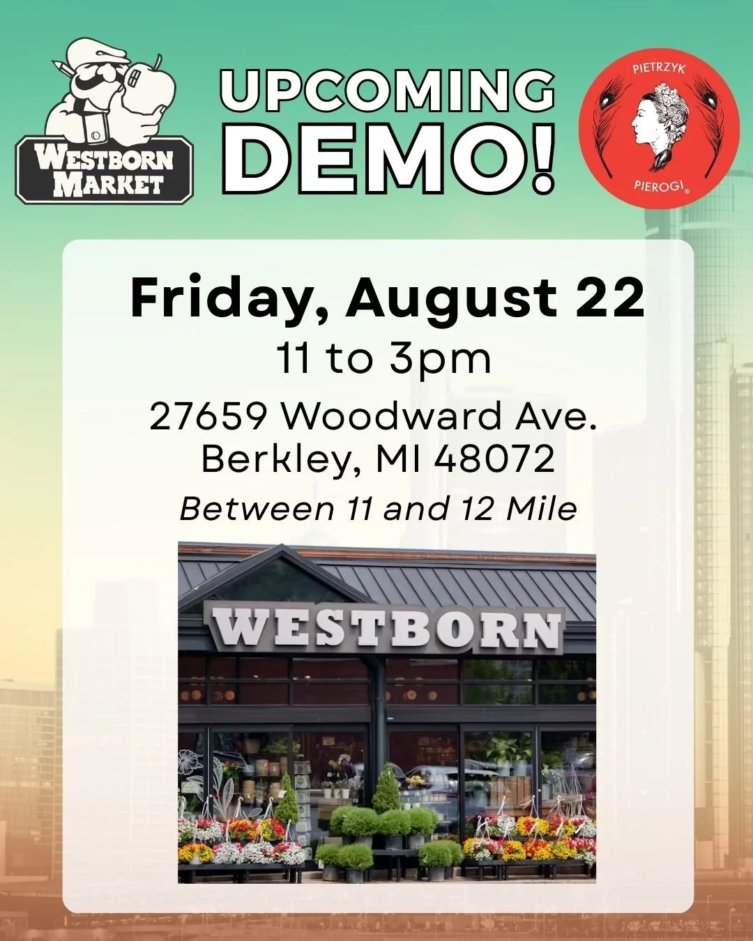 We have another demo coming up at @westbornmarket in Berkley on Friday, and we're hoping to see you there. Come try Pietrzyk pierogi if you haven't already, or get a few red bags and have an easy, delicious dinner ready to go!

#pietrzyk #pierogi #po