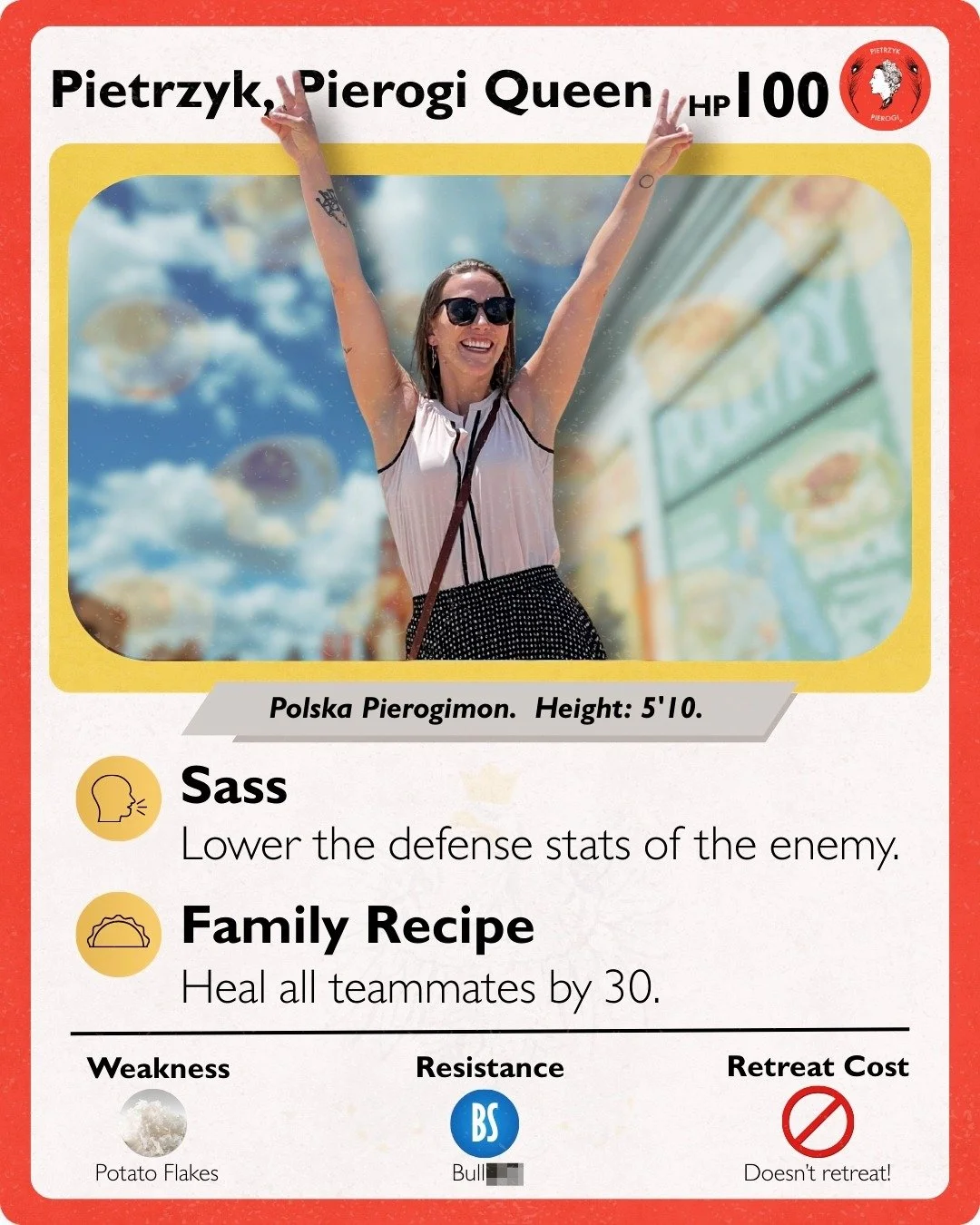 I think we just got the best card in the set, guys!

#pietrzyk #pierogi #polska #pierogimon #fun #marketing #detroit #supportsmallbusiness #buylocal #editing #funny #meme #card #polishgirl