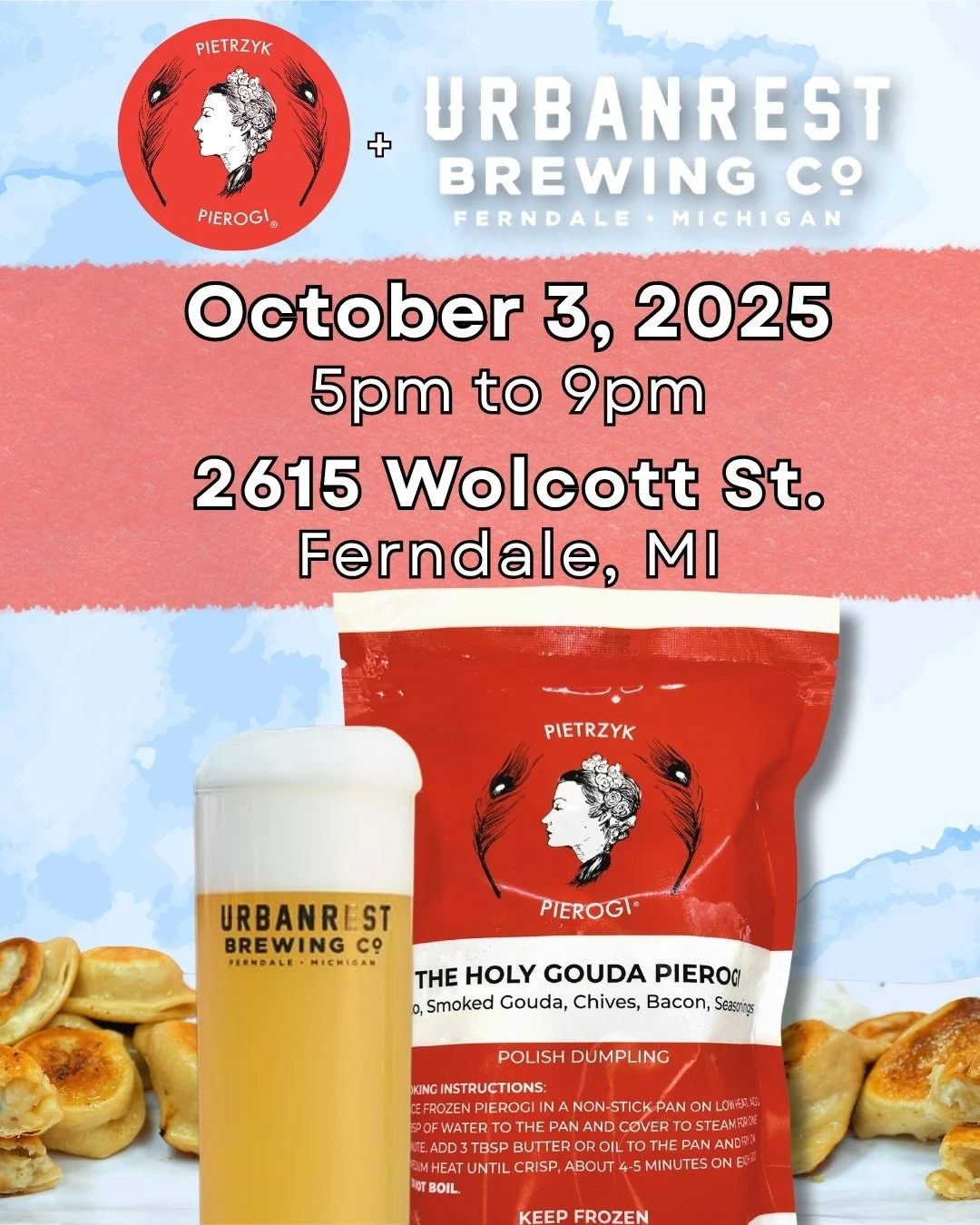 Tomorrow we'll be hanging with our friends at @urbanrestbrewing. No tickets necessary, just come and say hi! 

#pietrzyk #pierogi #polska #downtown #detroit #urbanrest #ferndale #event #weekend