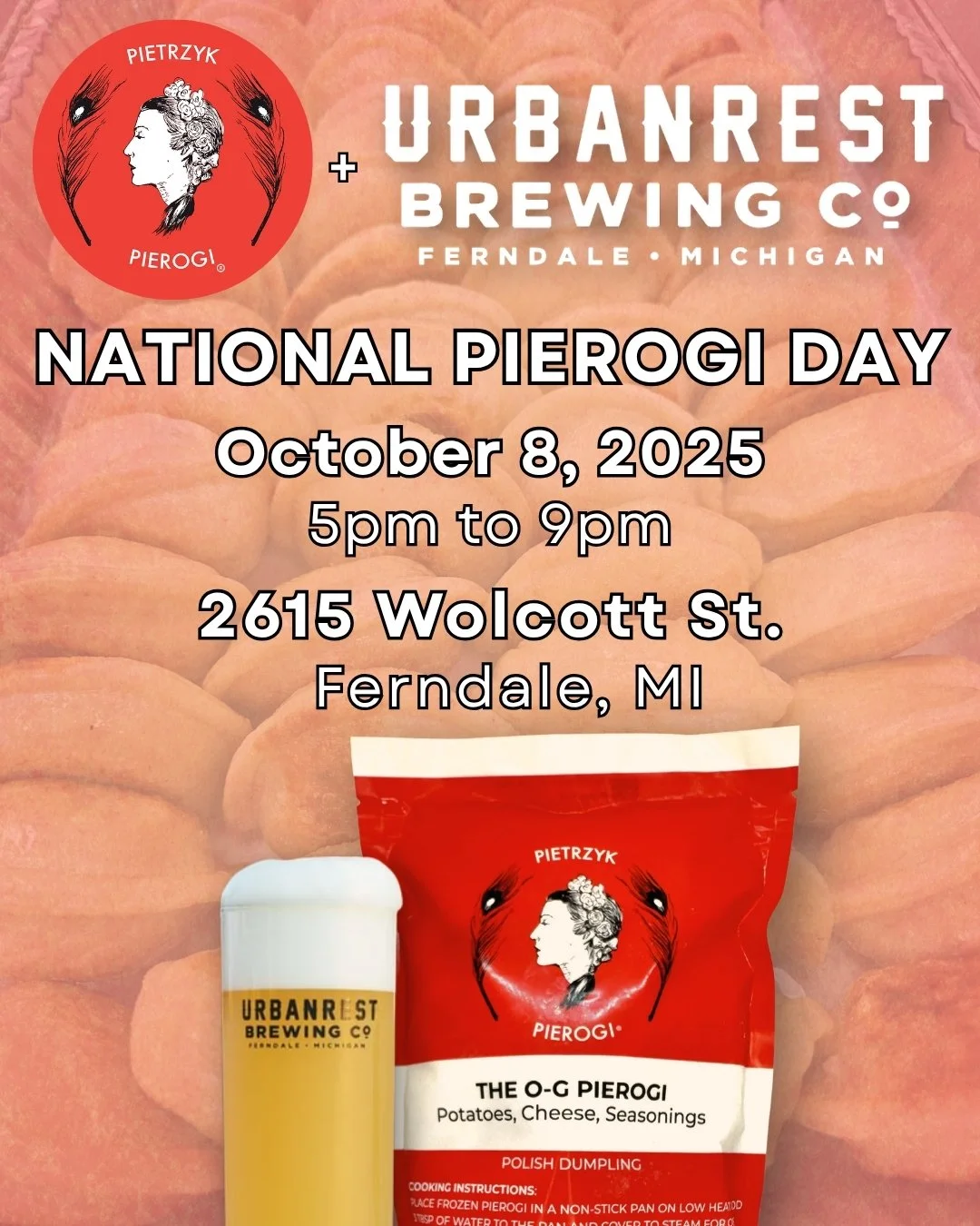 October is Polish-American Heritage Month, so it's only fitting that October 8 is National Pierogi Day! Come celebrate with us at @urbanrestbrewing!

#pietrzyk #pierogi #polska #downtown #detroit #ferndale #NationalPierogiDay #urbanrest #brewing #eve