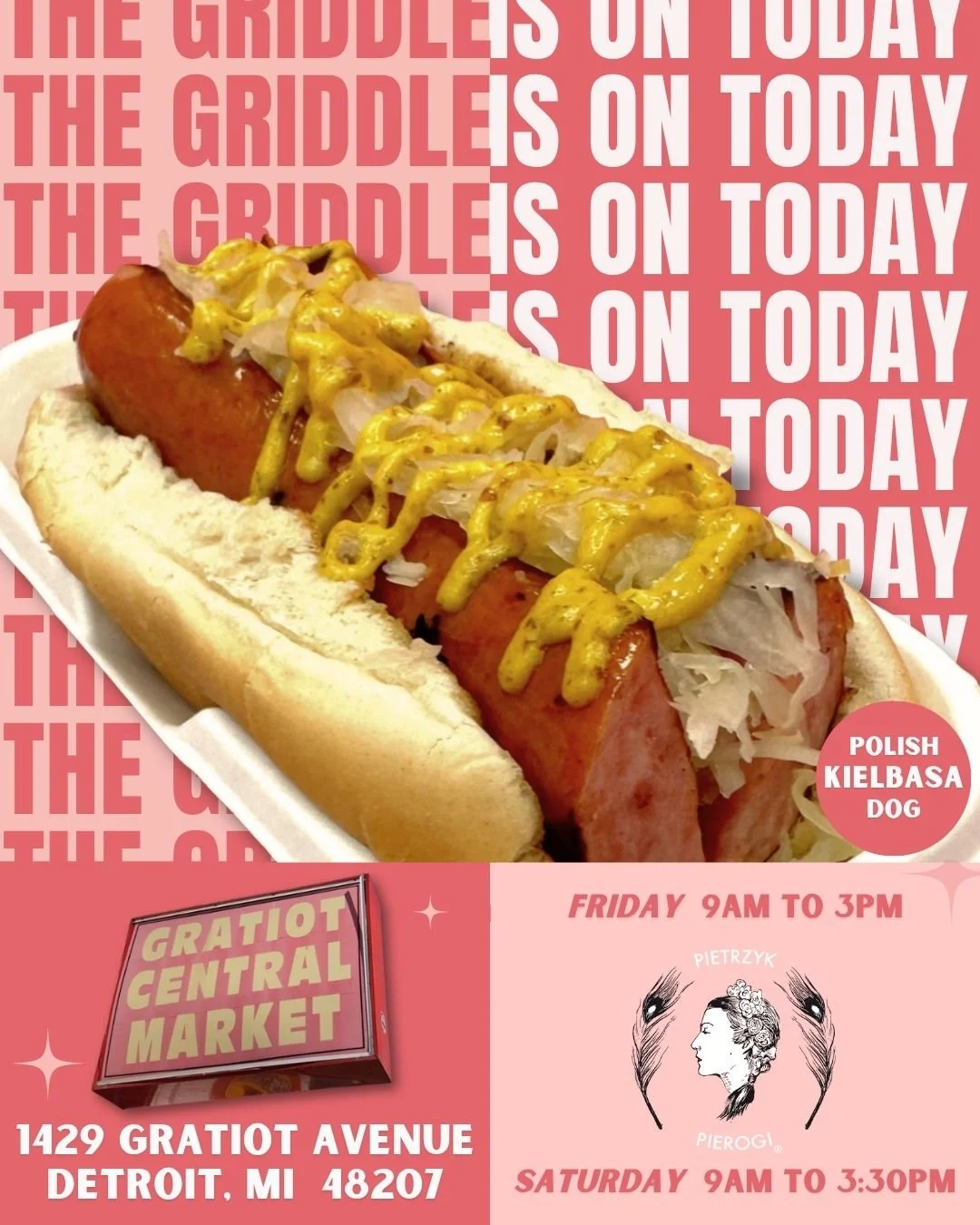 The vibes are good, the food is great-- there's never been a better time! Come see us today at Gratiot Central in downtown Detroit and enjoy some of the best flavors this side of Babcia's kitchen. &lt;3

#pietrzyk #pierogi #polska #downtown #detroit 