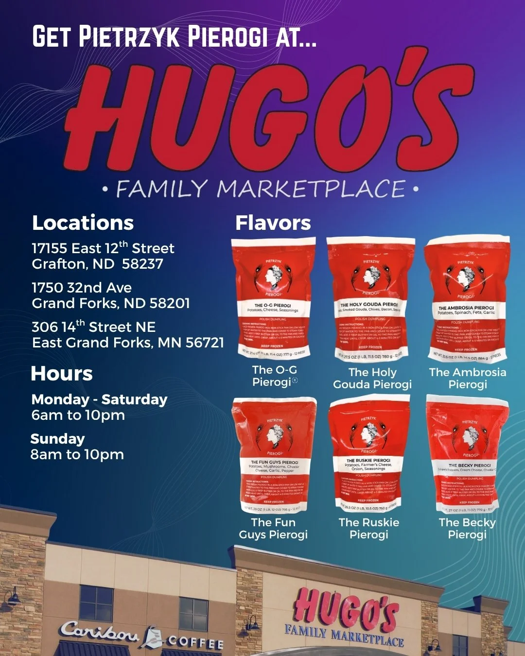 Highlighting our friends at @hugos_family_marketplace! They carry our full lineup of flavors at three of their locations in North Dakota and Minnesota. Pick up your favorite today!

#pietrzyk #pierogi #polska #hugos #hugosfamilymarketplace #detroit #