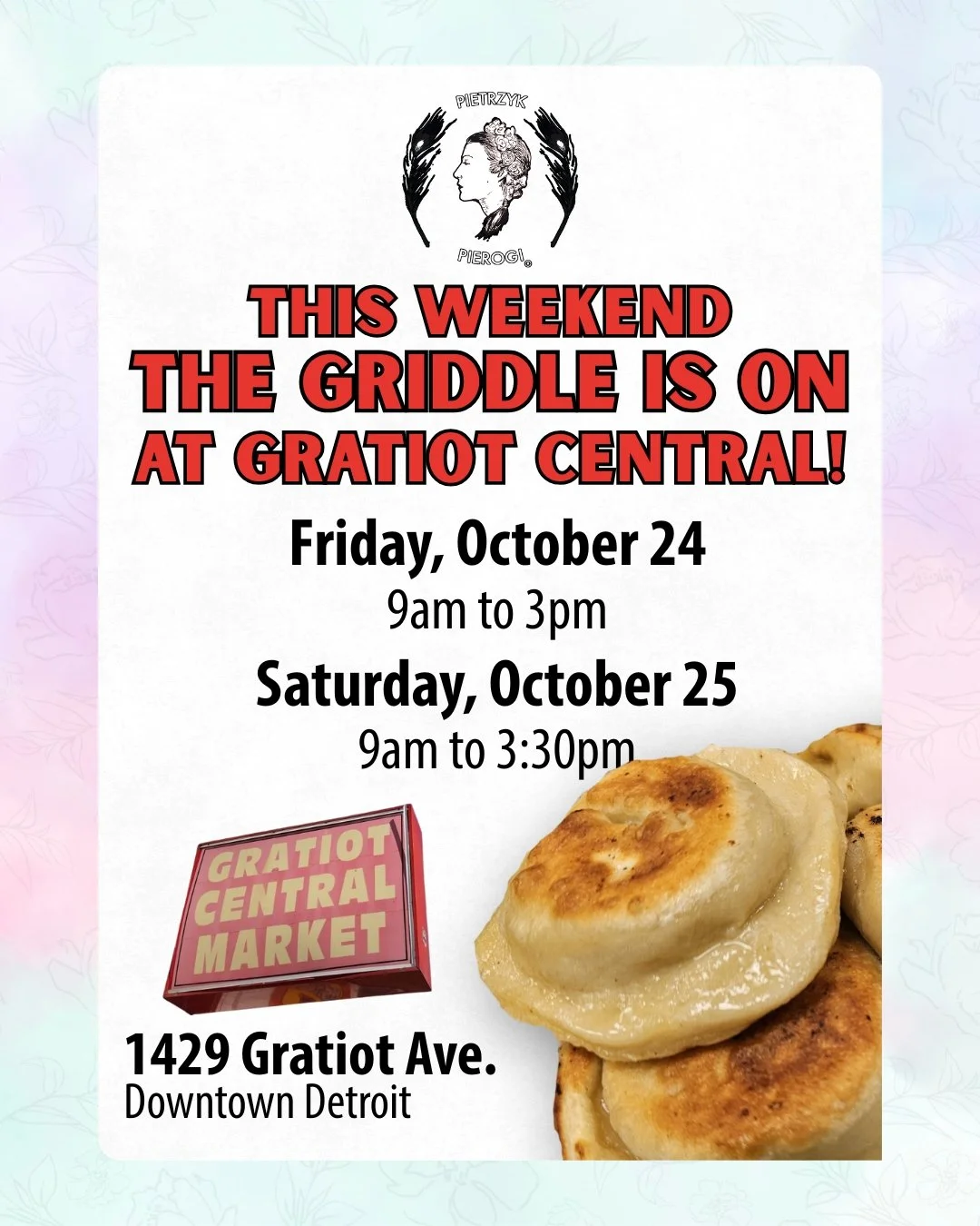 We're prepping for another weekend of fun and flavor at Gratiot Central. Come get an old favorite or try something new!
#pietrzyk #pierogi #polska #downtown #detroit #gratiotcentralmarket #lunch #dinner #weekendvibes #griddle #cooking #polish #kielb
