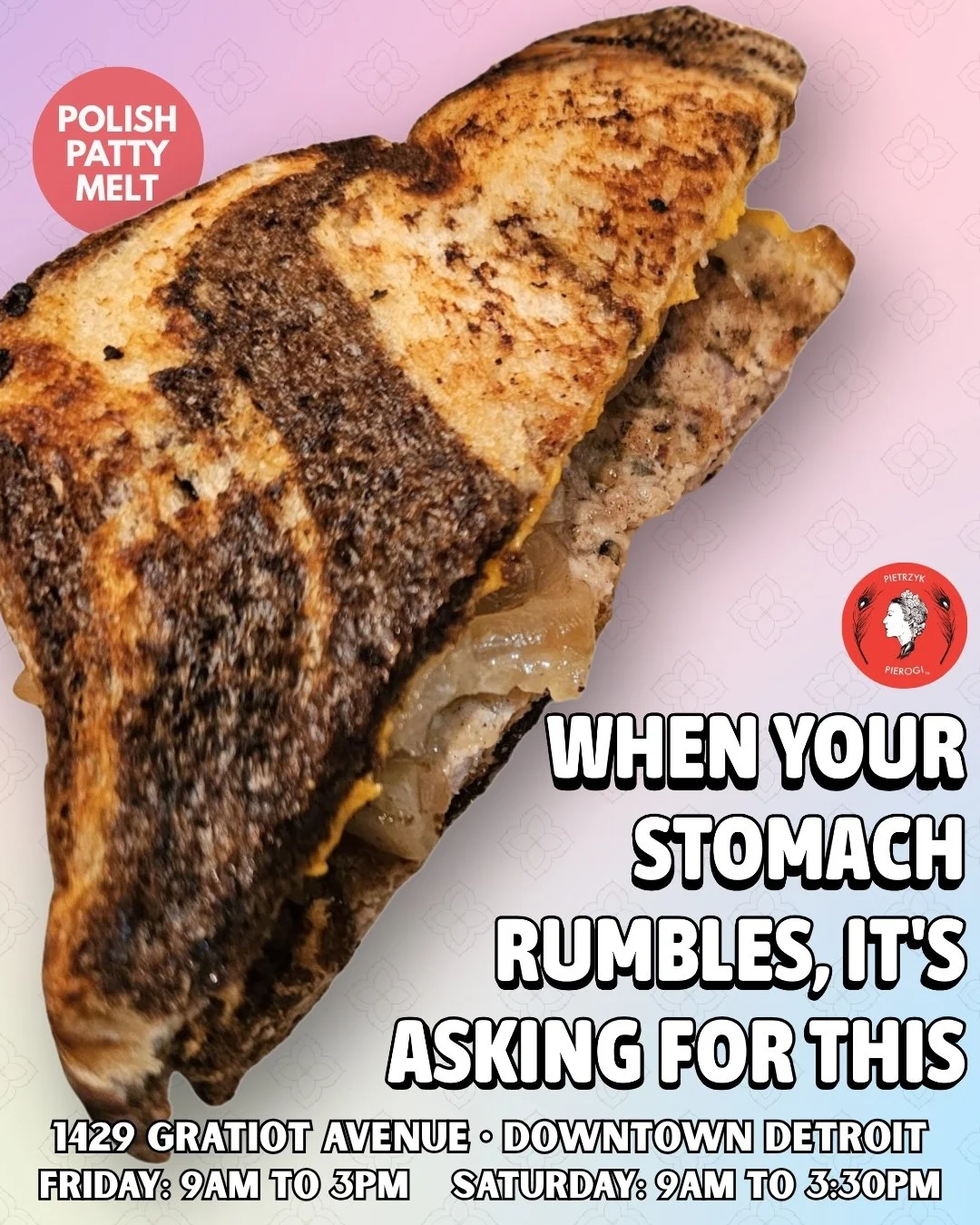 Slide over to Gratiot Central Market and get a scarily good lunch like our delicious Polish Patty Melt, made with kielbasa and sauteed onions. It's so delicious it gives the other guys nightmares!

#pietrzyk #pierogi #polska #downtown #detroit #cooki