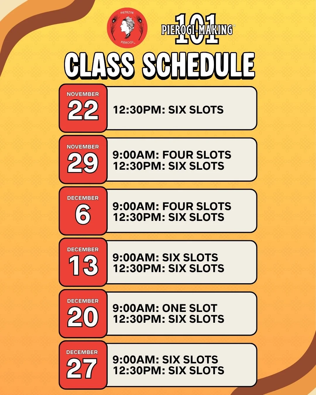 If you've been thinking about signing up for our Pierogi-Making 101 classes, make sure to sign up soon!

Don't miss out on the chance to make two dozen of your very own pierogi while learning from the experts. Link in bio!

#pietrzyk #pierogi #pietrz