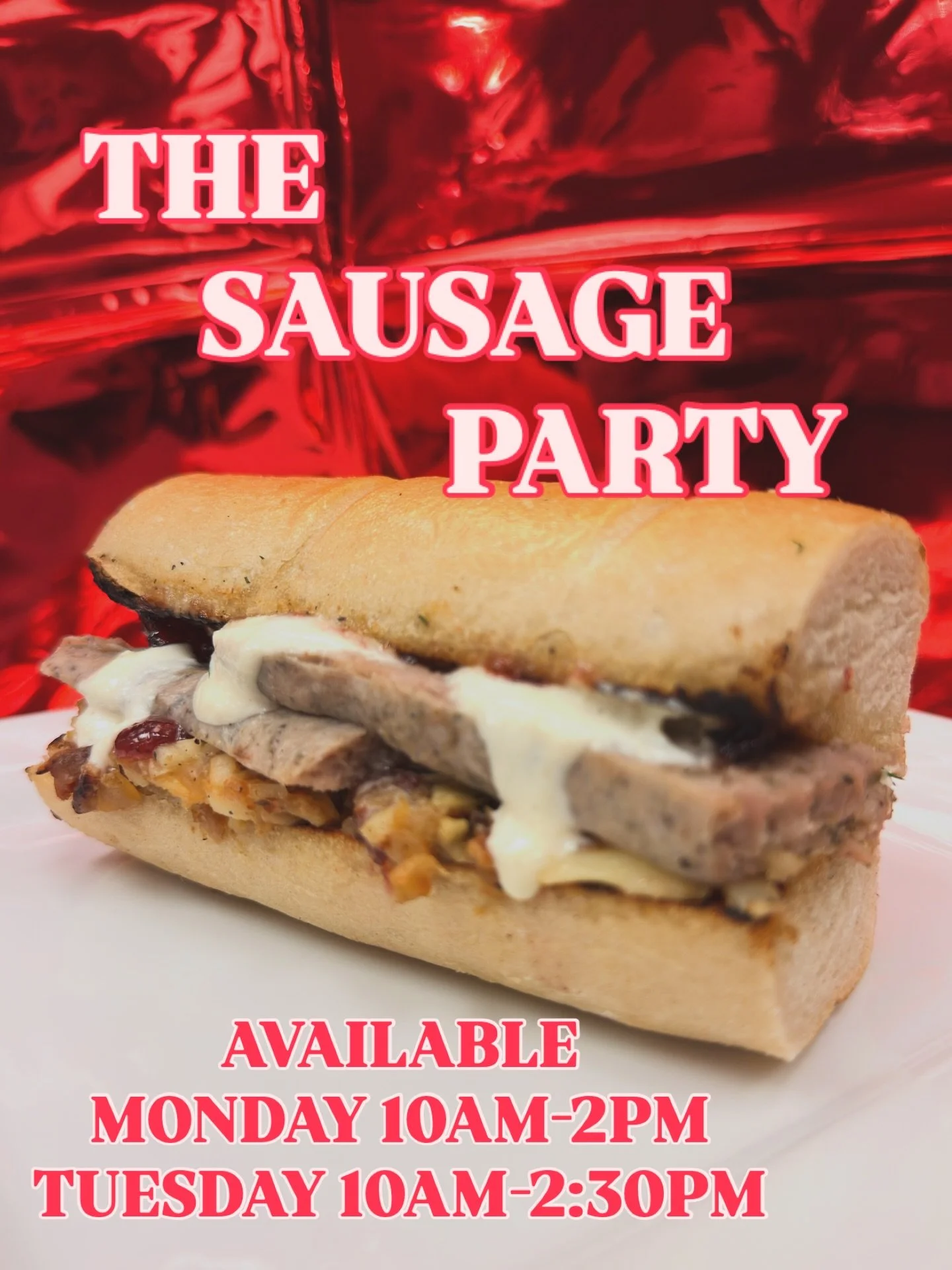 🚨 THIS SAUSAGE PARTY IS VERY TEMPORARY 🚨

Sandwich Week only with @detroitsandwichparty side quest
$13 only.
When it&rsquo;s gone, it&rsquo;s gone.

📍 Pietrzyk Pierogi inside Gratiot Central Market
1429 Gratiot Ave, Detroit

🗓️ &bull; 12/29 &bull