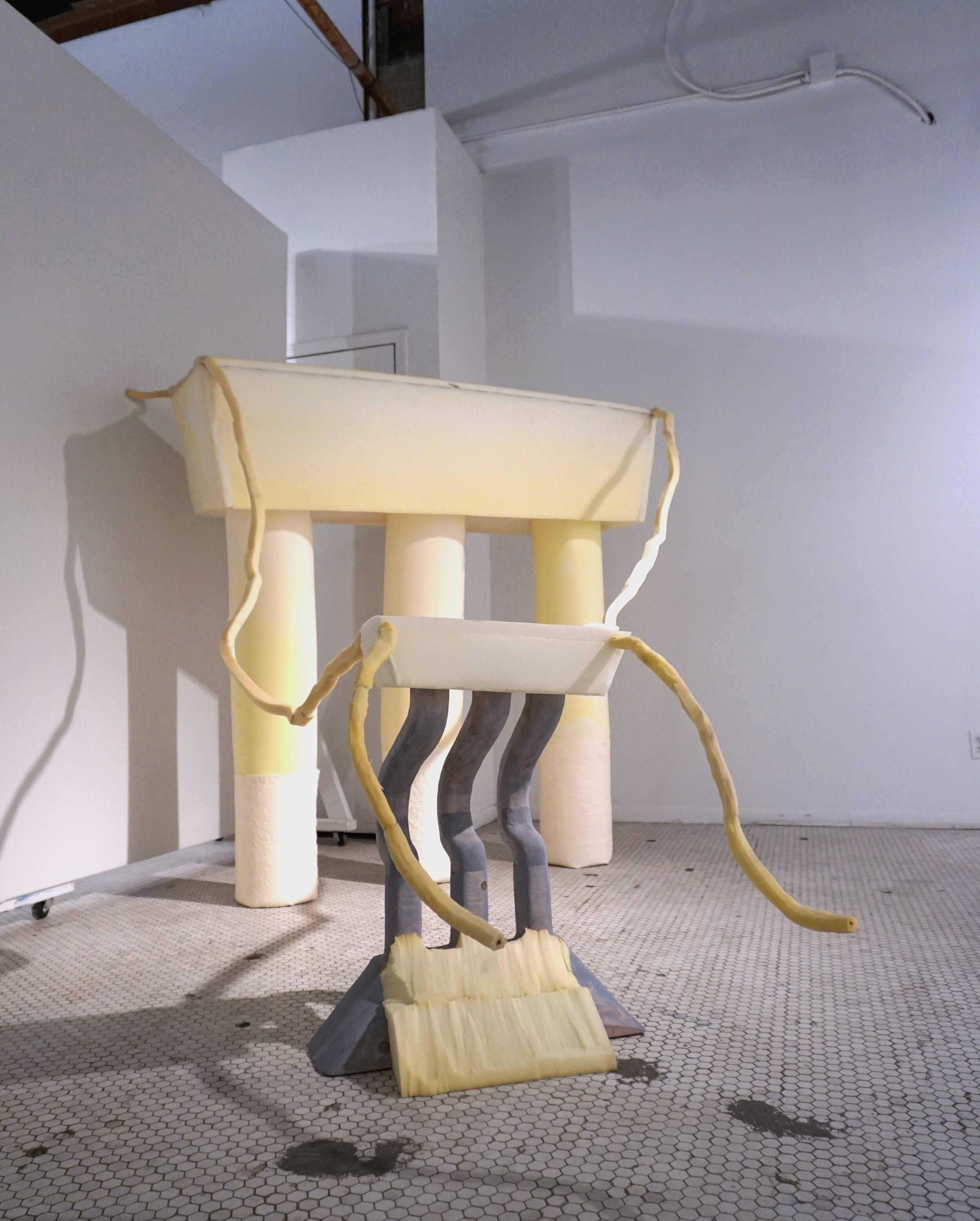 'Highway (installation)', upholstery foam, wood, wire, 2019