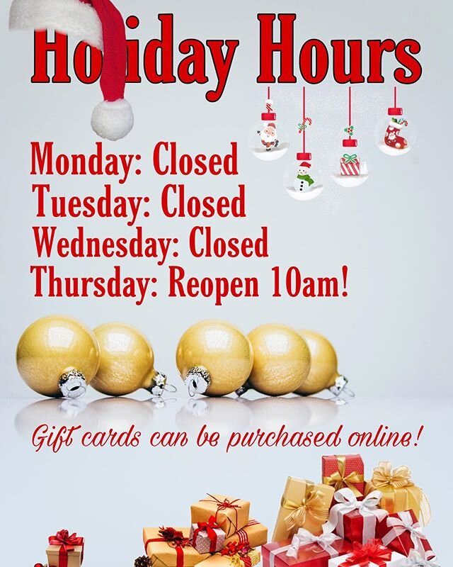 Vanished is closed for the Holidays and will reopen Thursday at 10am. You can still communicate on Facebook or purchase gift cards online.