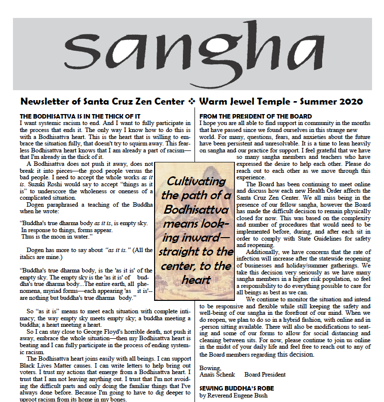 Summer 2021 Sangha Newsletter