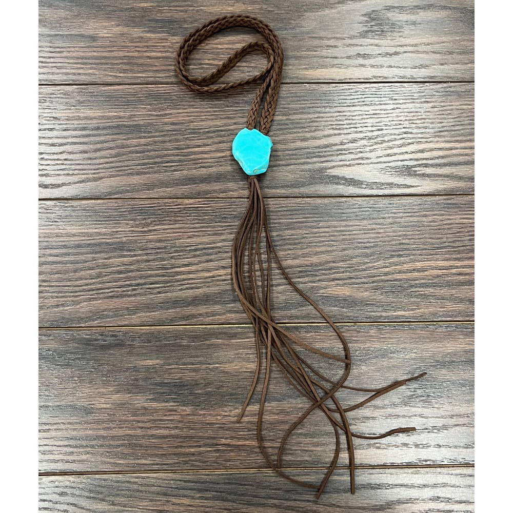 Handmade Turquoise Slab Tassel Necklace