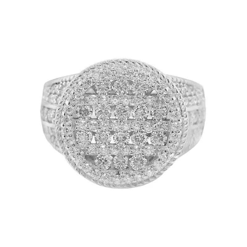 The Frosted – Sterling Silver Moissanite Pave Round Ring