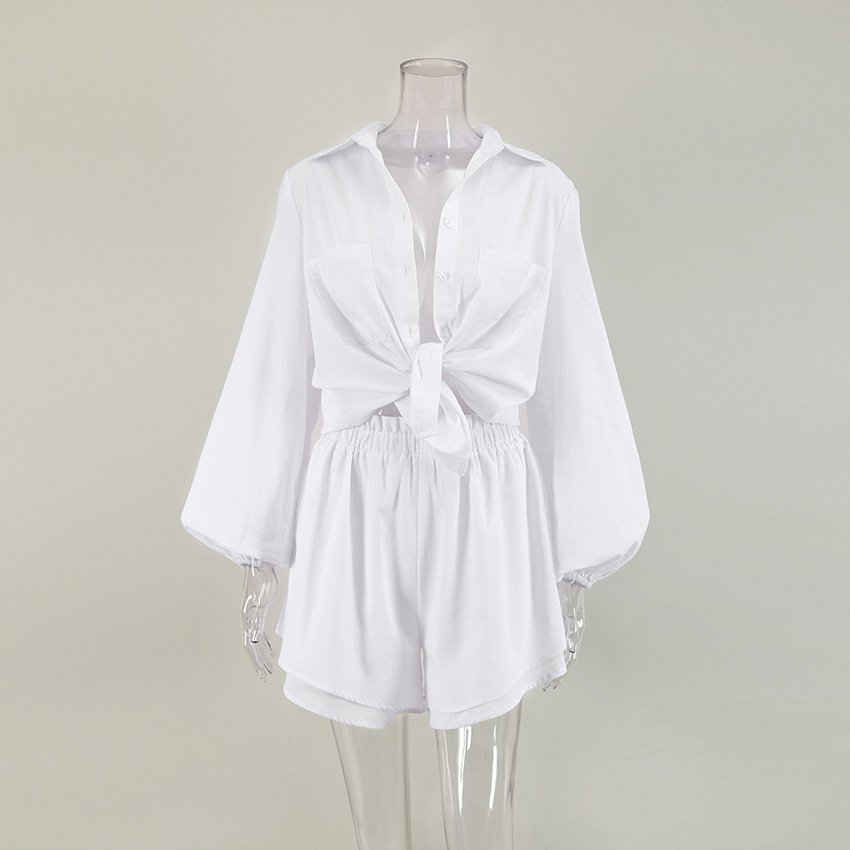 Charm - Puff Sleeve Blouse Short Set