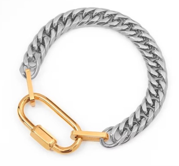 Abby - Silver Two Tone Carabiner Bracelet