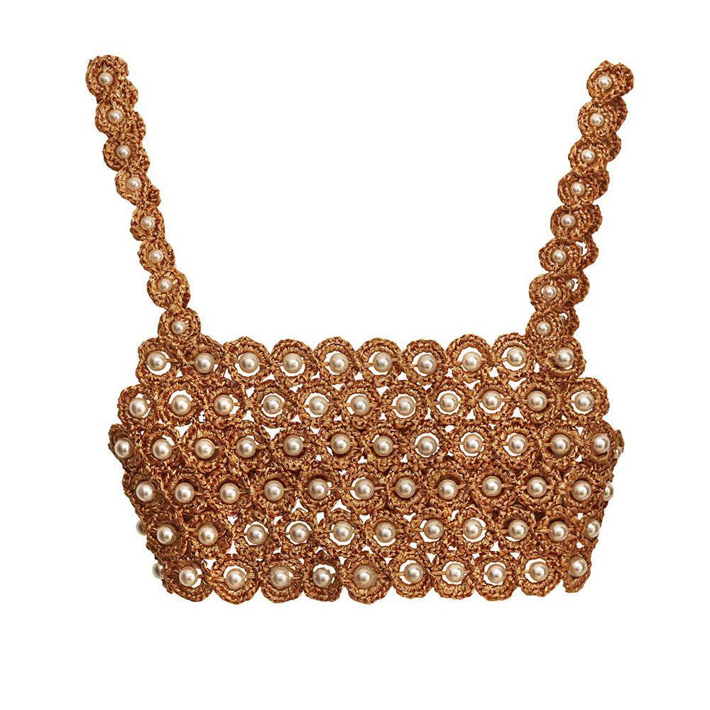 Cora - Crochet and Beaded Tank Crop Top