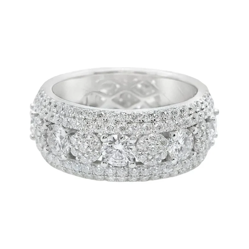 The Glacier – Sterling Silver Moissanite Pave Cluster Ring