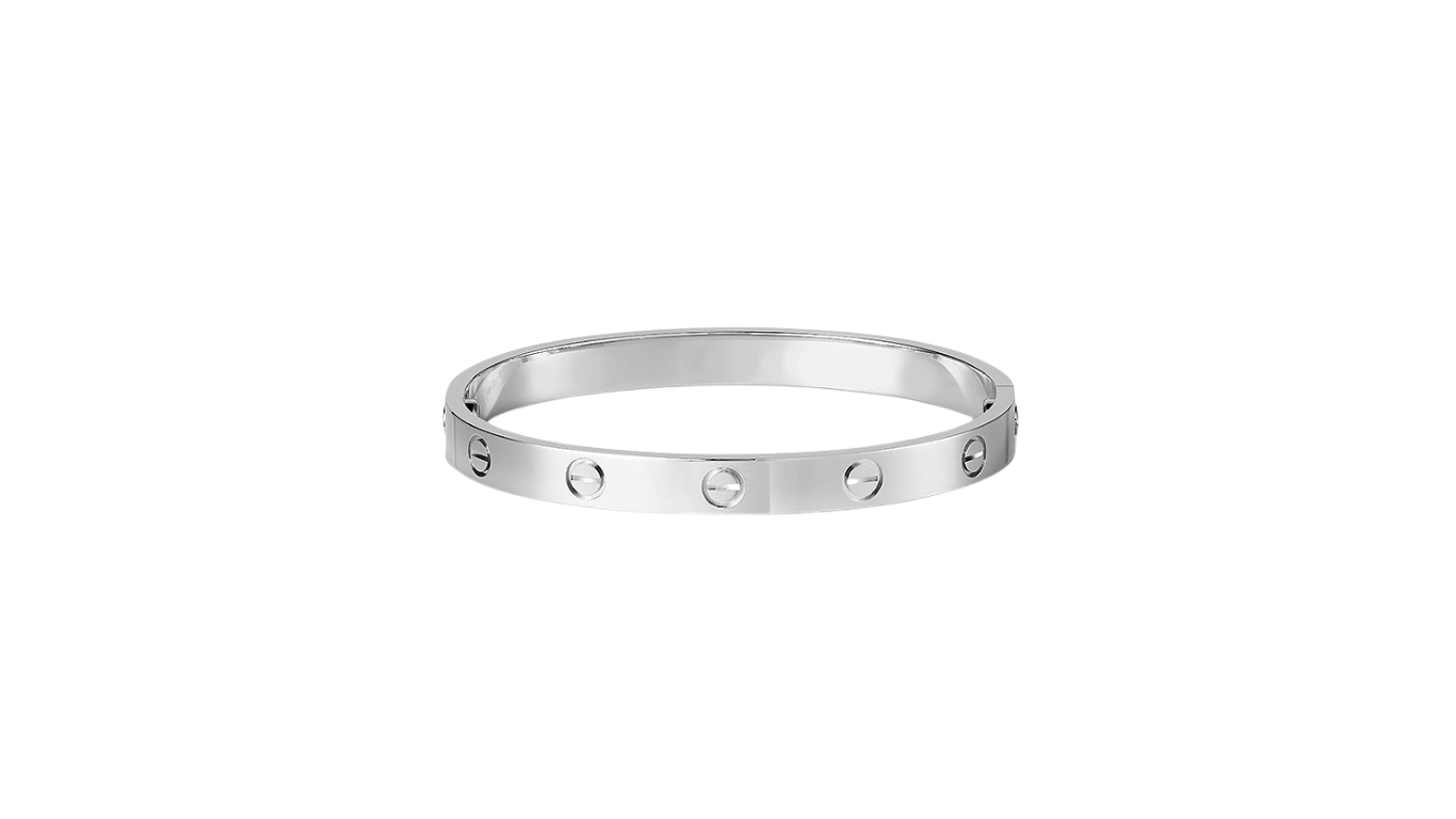 silver bangle bracelet with screw motif