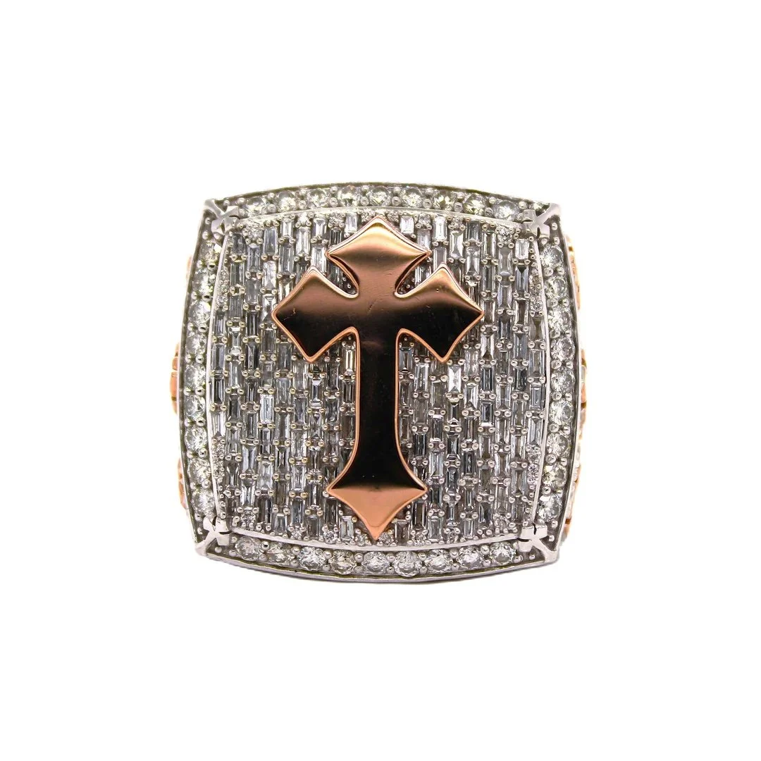 The Chrome Apex – 10K Two-Tone Gold 3D Diamond Ring