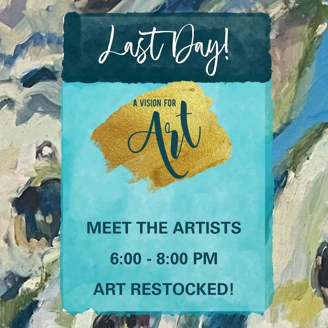 Today, April 23, is the last day to shop original artwork from over 40 artists. Come meet the faces behind the paintings this evening from 6-8 p.m. Art is restocked and incredible!