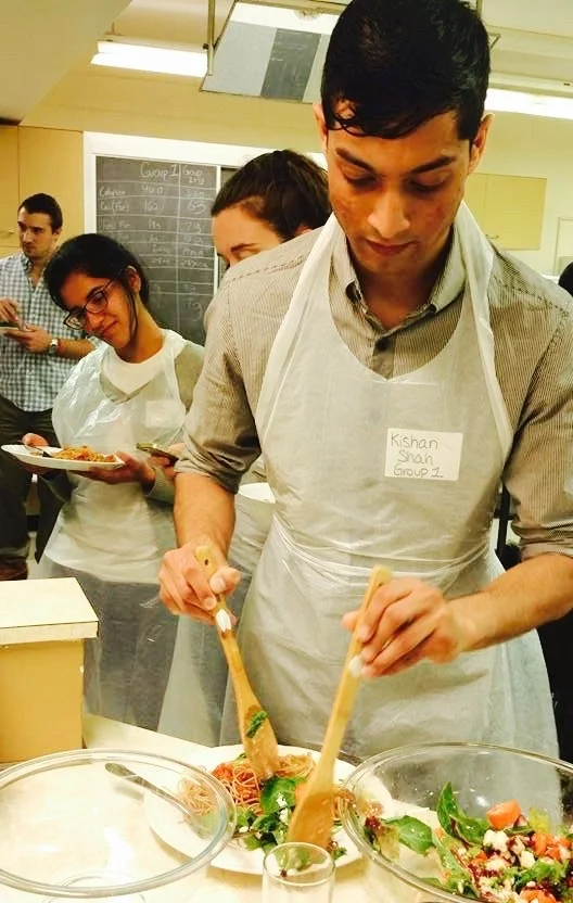 Medical student at culinary class.