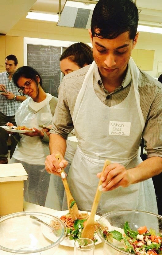 Medical student at culinary class.