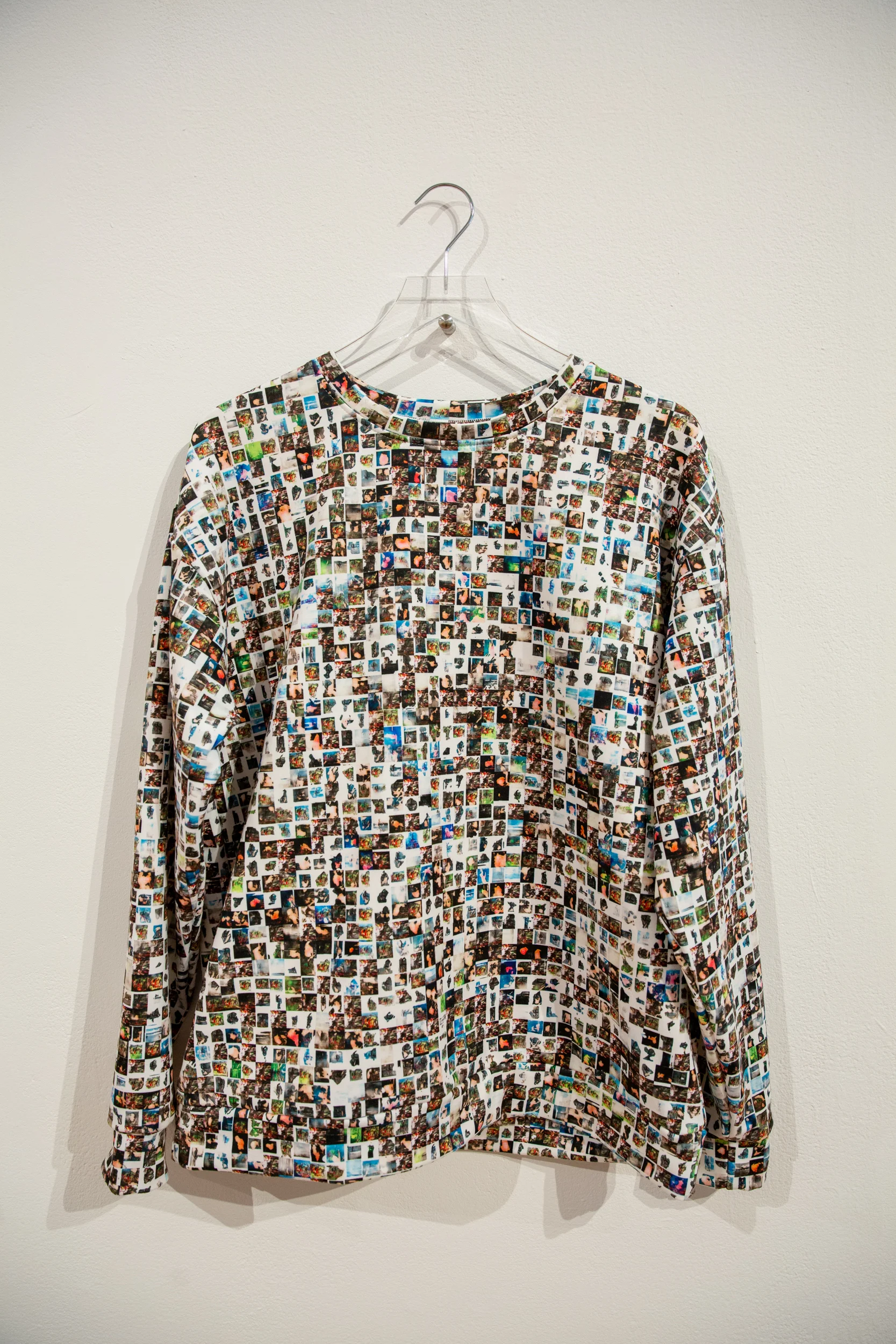 PARTICULARLY CONSISTENT THE WAY THE TINY VOICE SEEMED TO BE A COLLECTION OF THE PAST. Sublimation Print Sweatshirt, Deep Convolutional Generative Adversarial Networks (Taehoon Kim), 25 X 35 X 3 in., 2019.