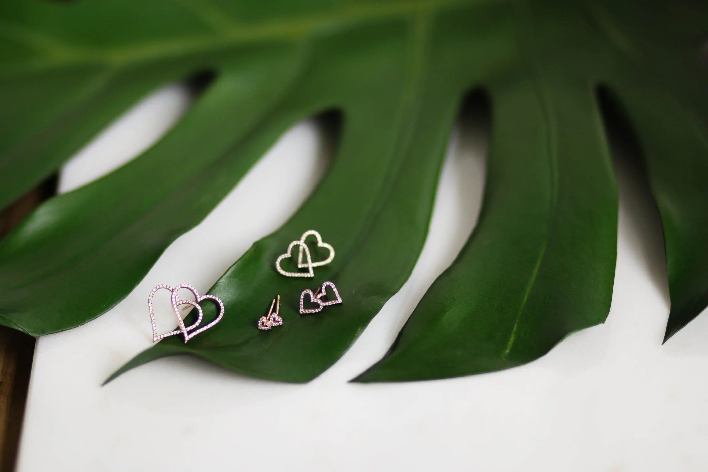 MEDIUM Carried Heart Diamond Studs 