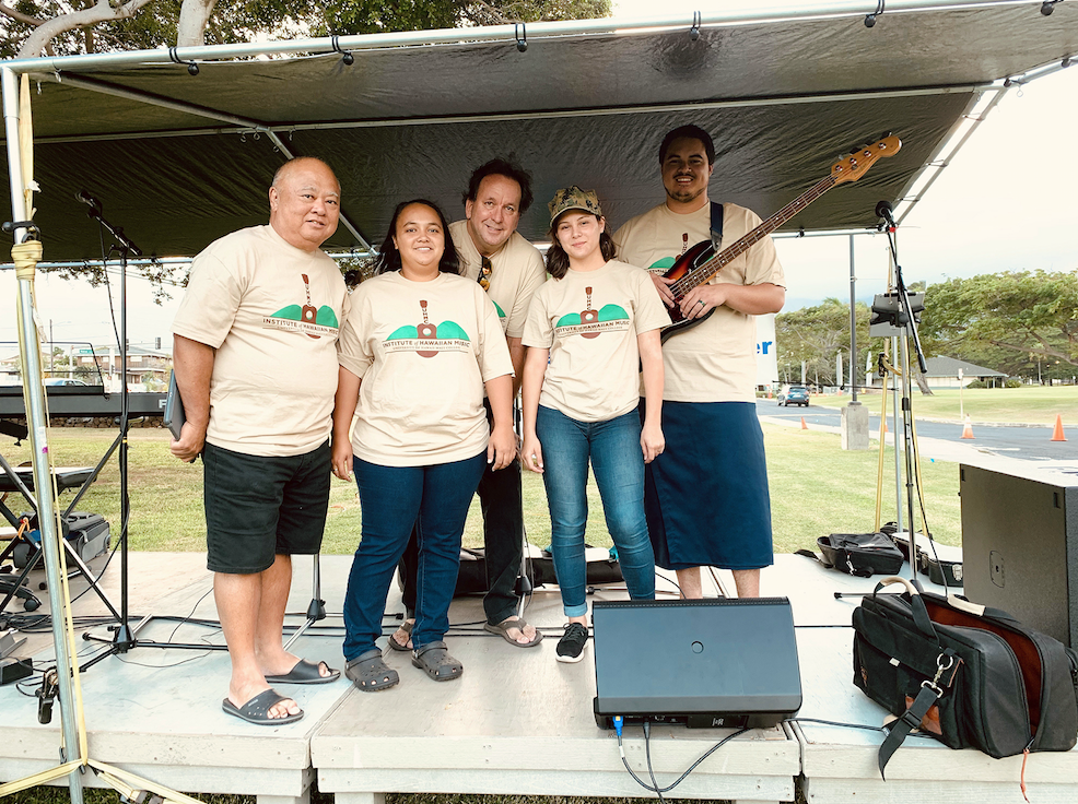 During the Maui Street Market, attendees were entertained by various Maui groups, including the Institute of Hawaiian Music (pictured).
