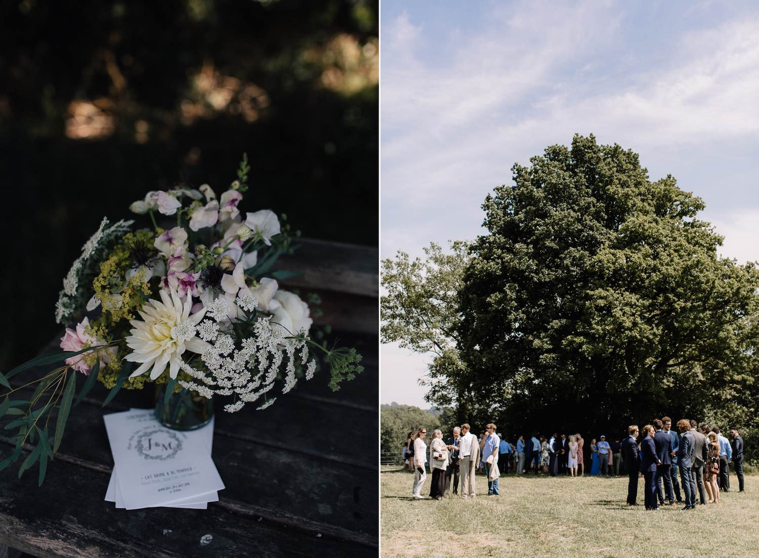 Wedding party in the meadow 