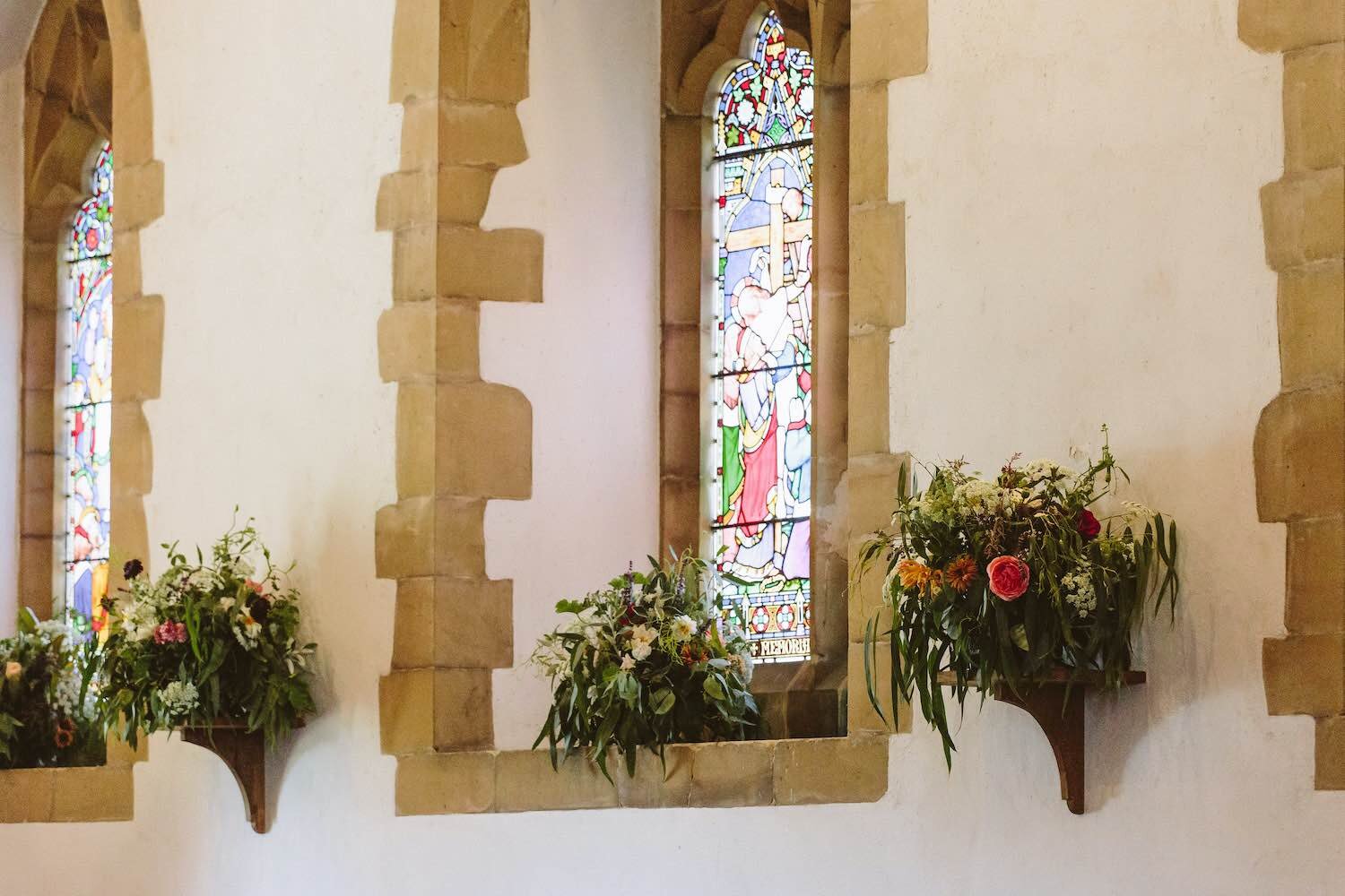 Church window flowers