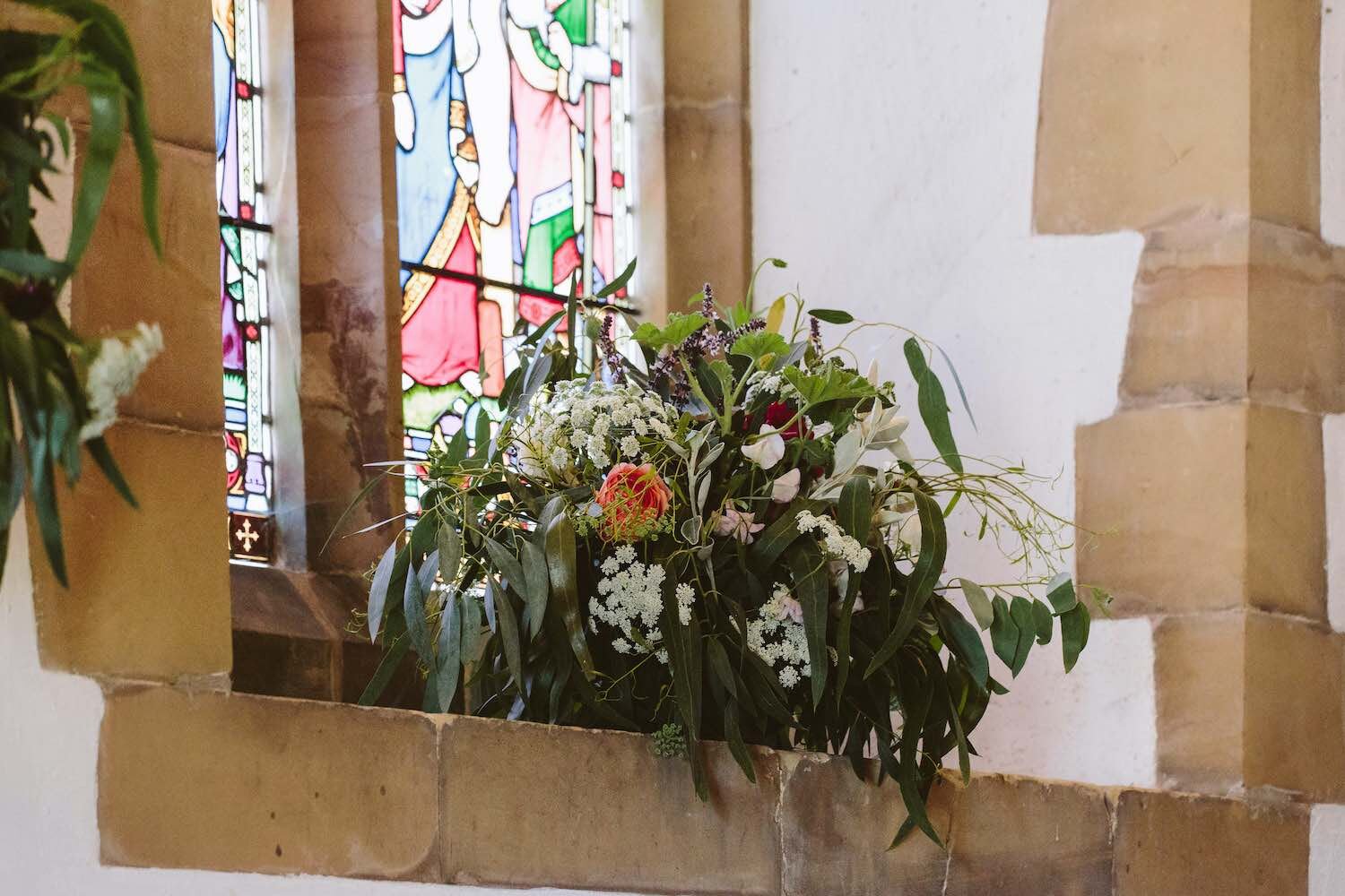 Window flowers in church