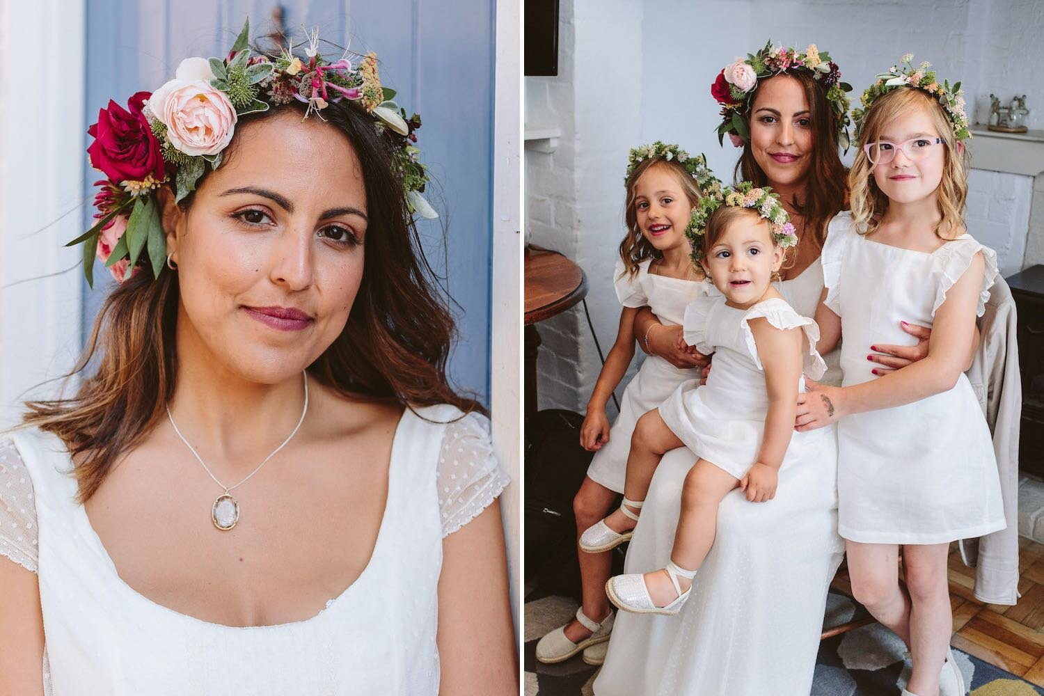 Bride and flower girls flowers