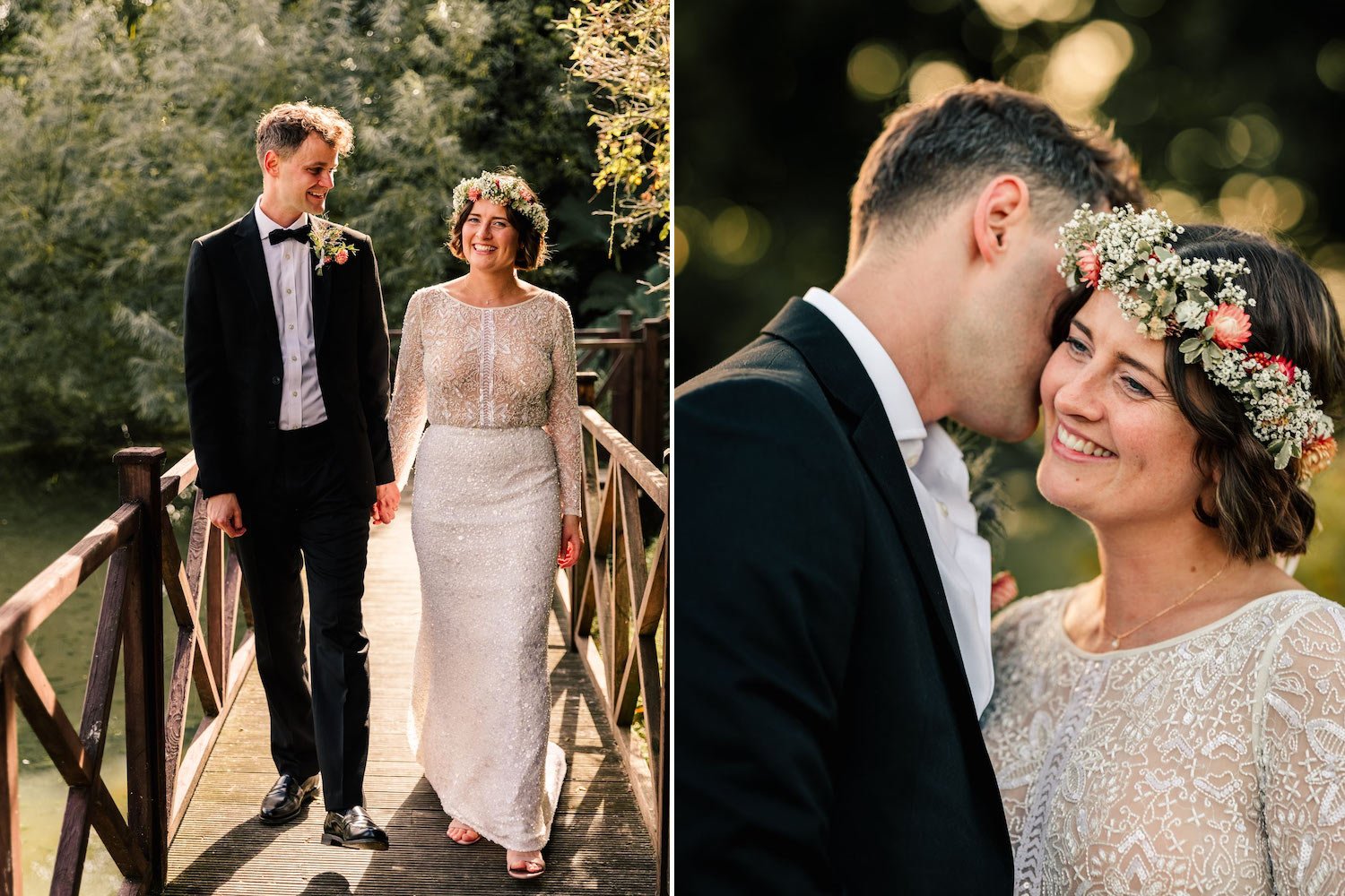 Wootton farm wedding couple by lake