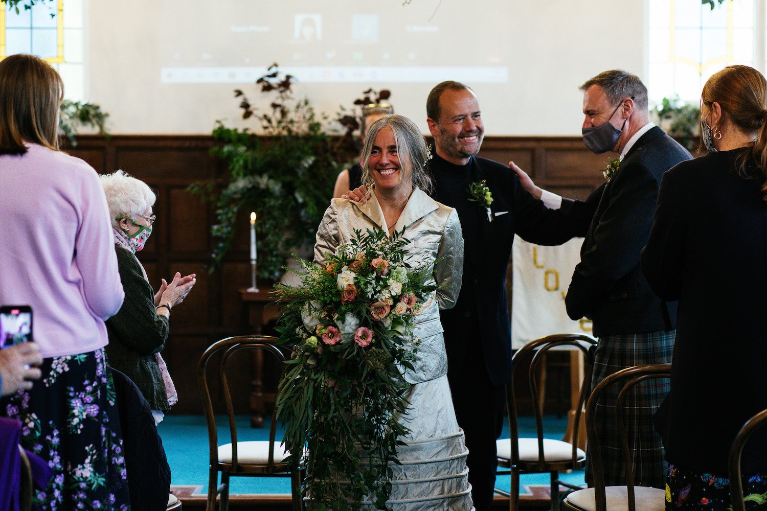 Wedding couple in Forest Row church