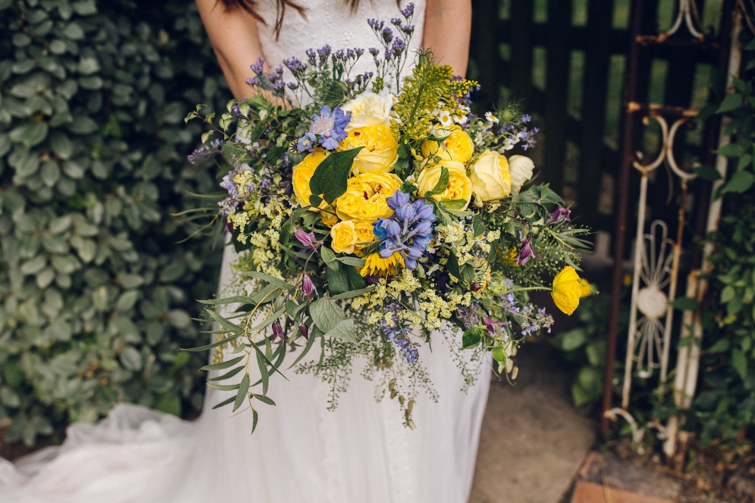 Yellow rose bridal bouquet