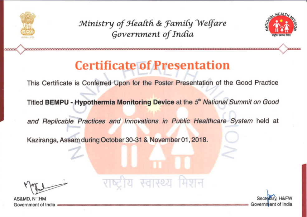 We were evaluated by National Health Systems Resource Centre and Ministry of Health and approved as one of the innovations to participate and showcase our innovation in the Best Practice Health Summit.