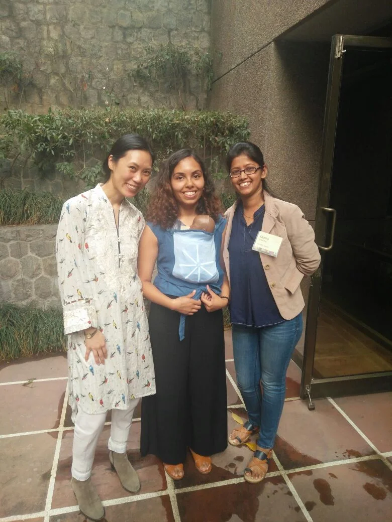 Showing our KangaSling off to Nicole Sirivansanti from the Bill and Melinda Gates Foundation at the Gates Conference in Delhi, India.