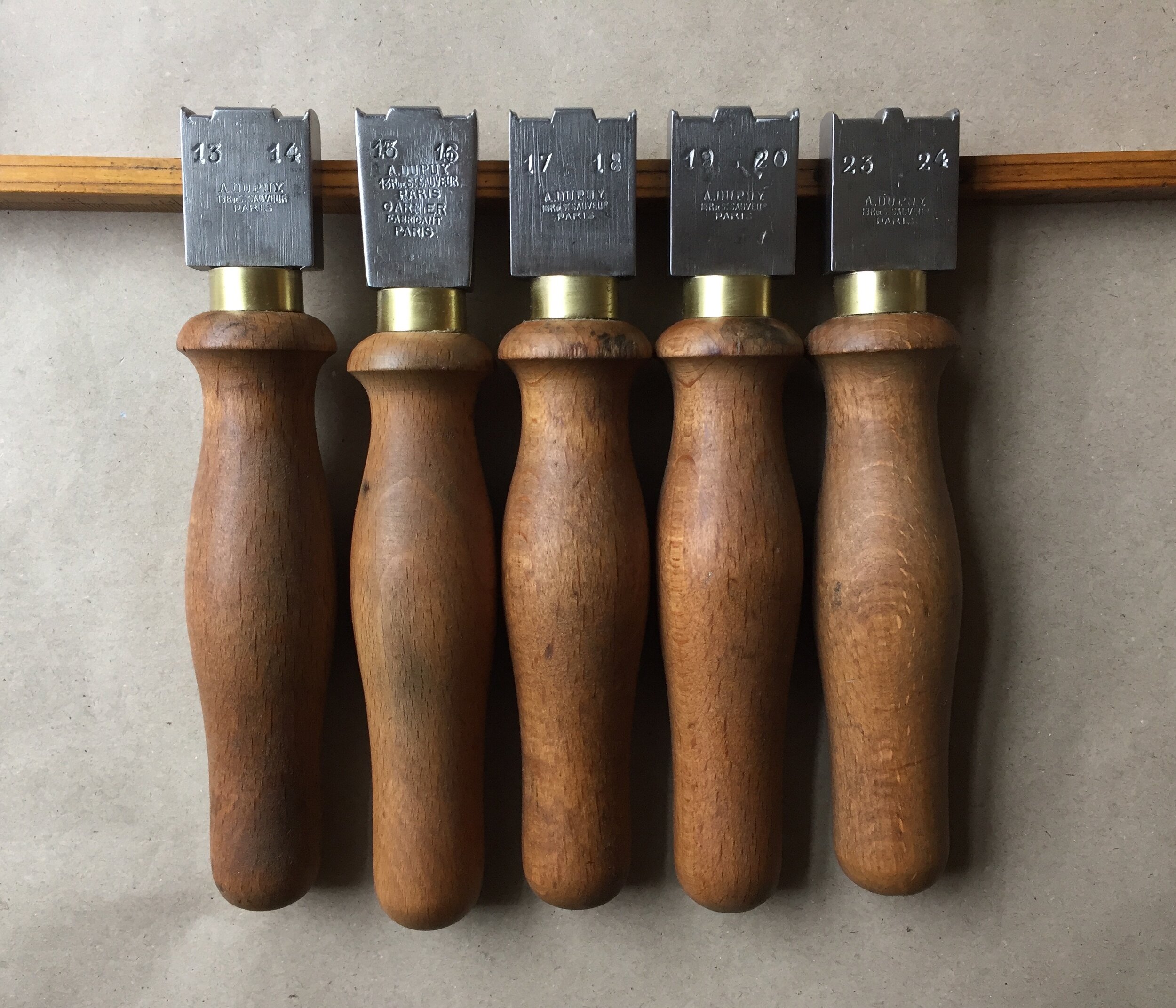 Set of French finishing irons by A.Dupuy