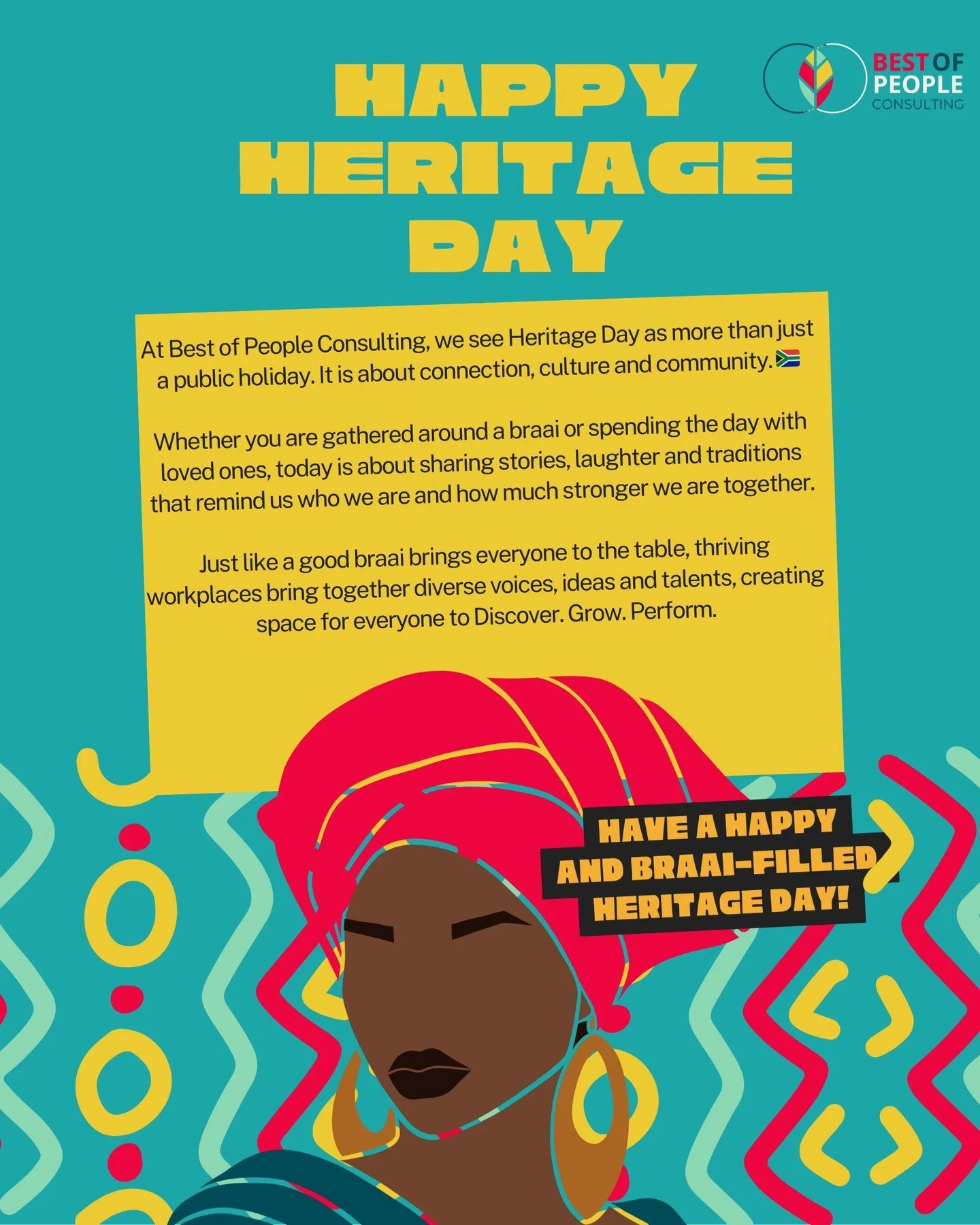 Today we celebrate connection, culture, and community. 🔥🇿🇦 Whether you&rsquo;re around a braai or with loved ones, take a moment to share stories and honour what makes us stronger together. Happy Heritage Day from Best of People Consulting!