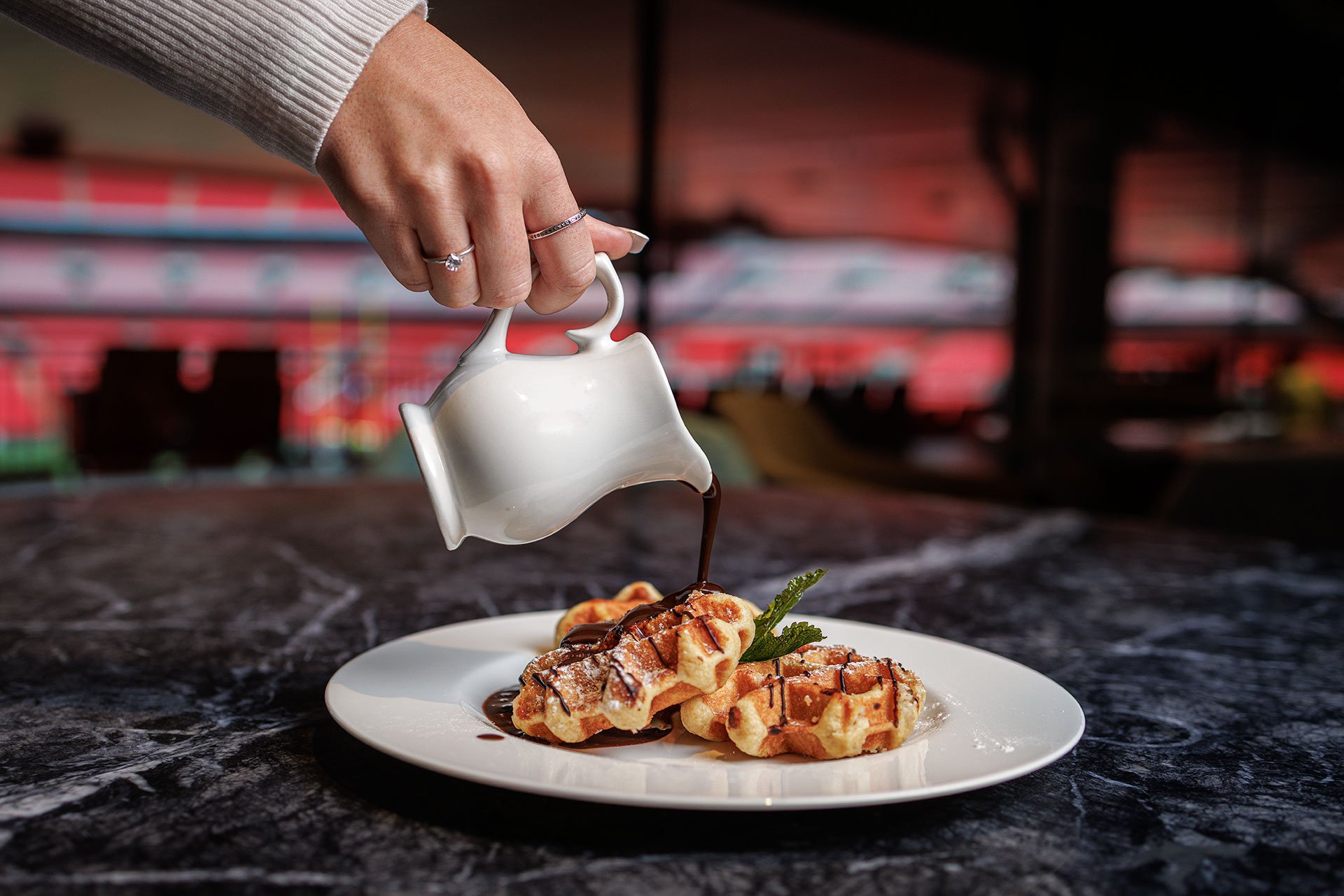 Waffles & Chocolate Sauce by Brendan Foster Photography
