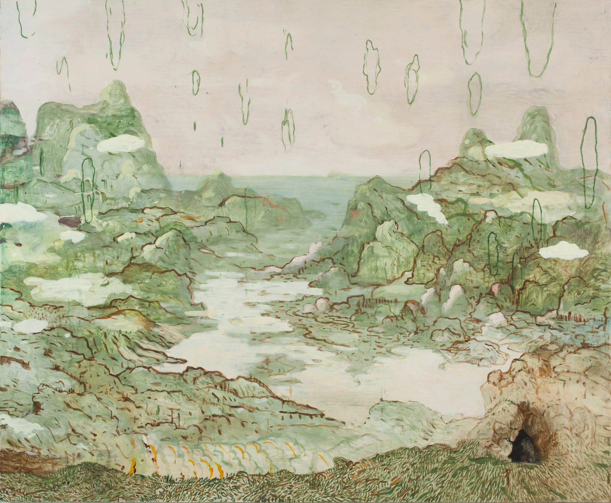 Omvandring/vest 165x200cm eggoljetempera på lerret 2018