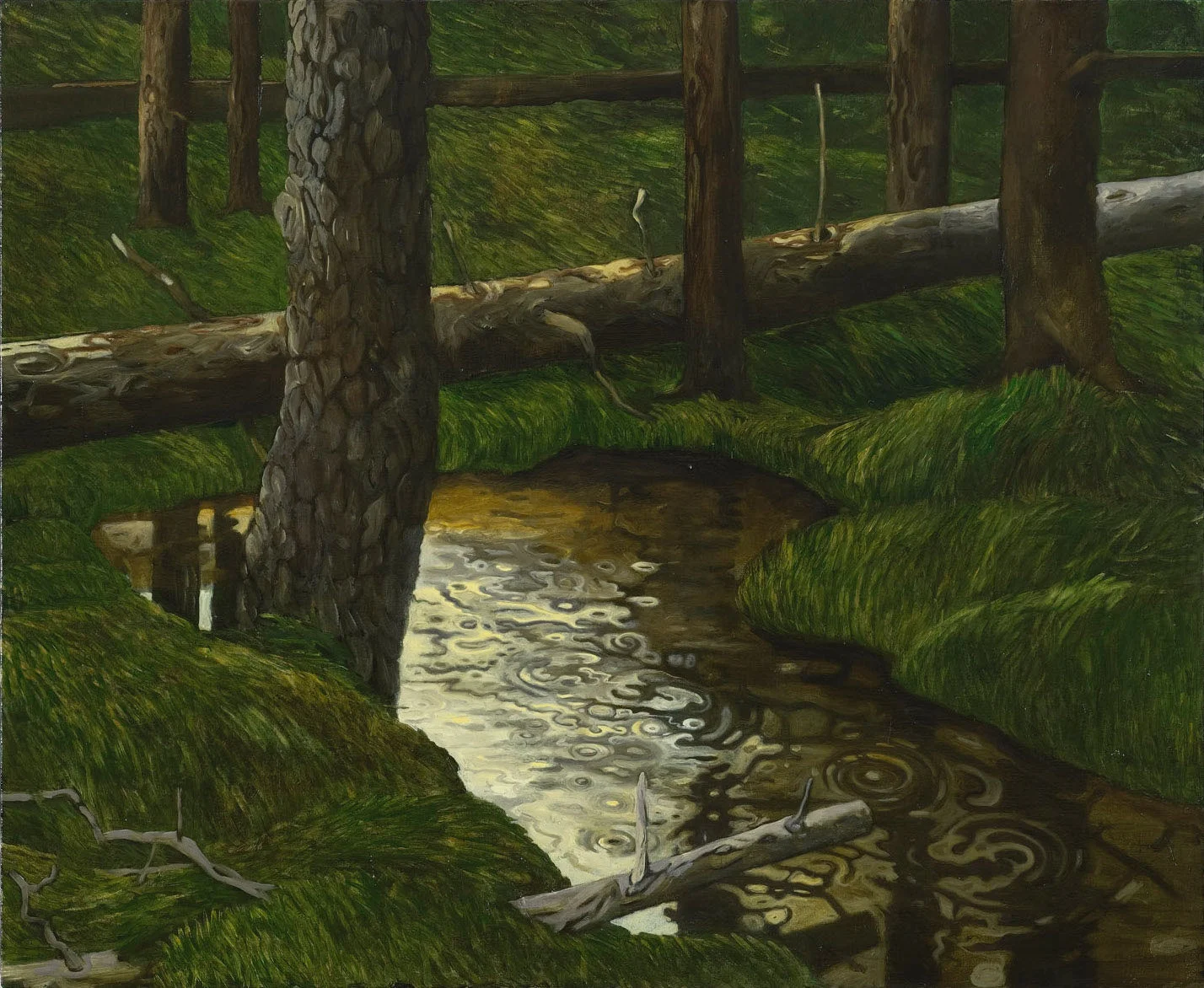 Omkring 90x110 cm olje på lerret