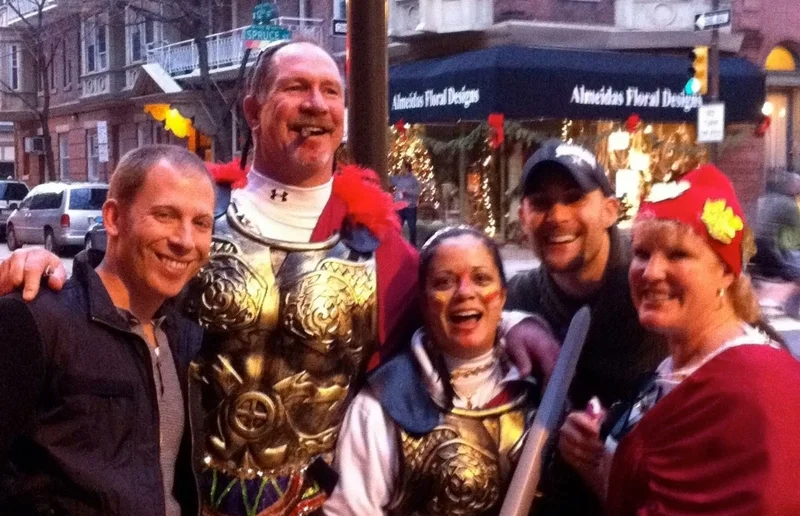 Stuart, Mummer 1, Mummer 2, Mike and Mummer 3 at Tria Wash West on January 1, 2011.