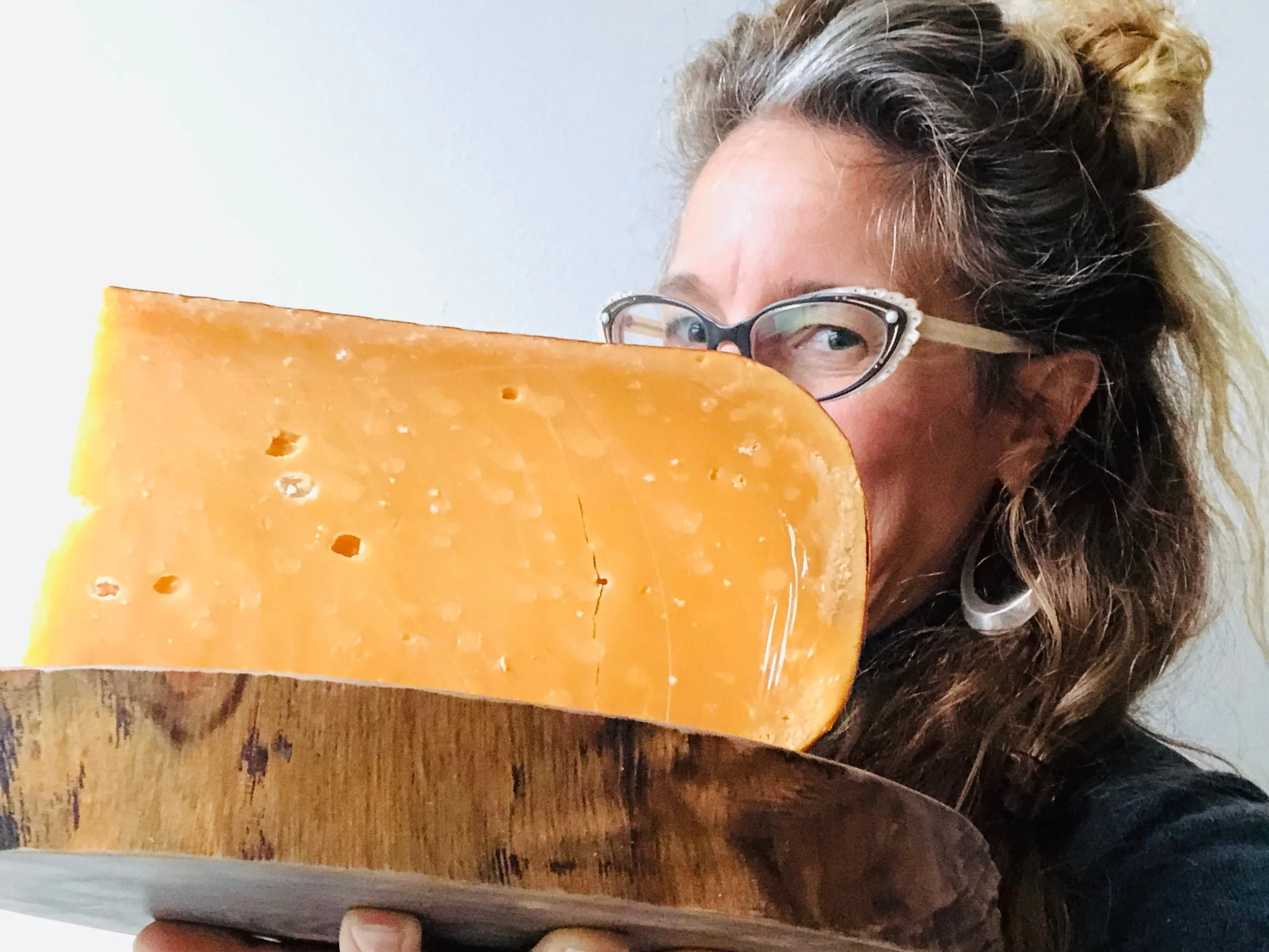 Not one big cheese, but two. On the left, a nice hunk of L'Amuse Gouda. On the right, Tenaya Darlington, Tria’s new fromager.