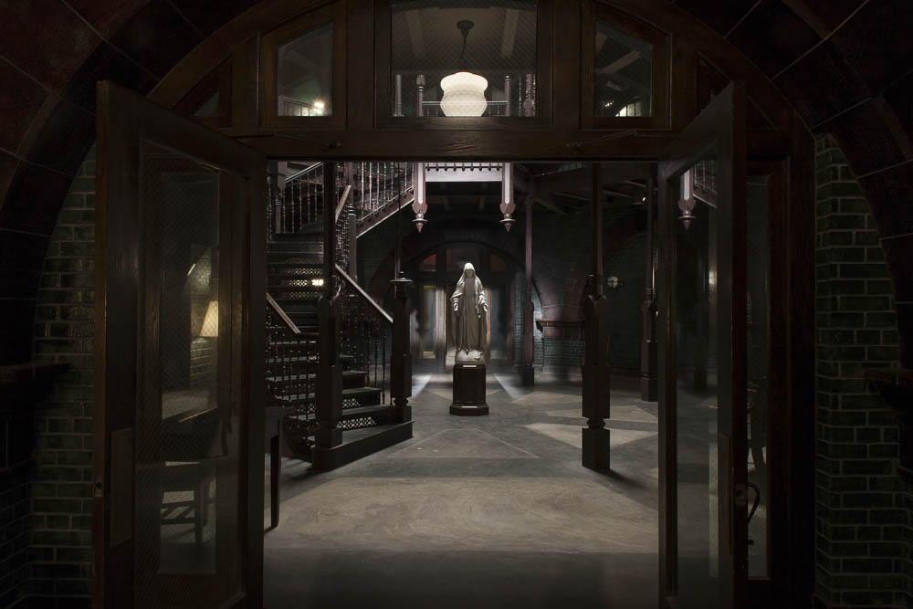 american horror story: asylum. briarcliff asylum, lobby, 1964. stage set. 