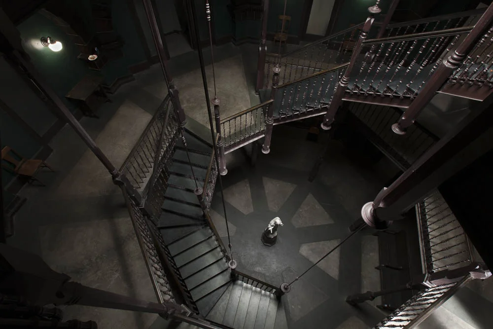 american horror story: asylum. briarcliff asylum, lobby, 1964. stage set. 