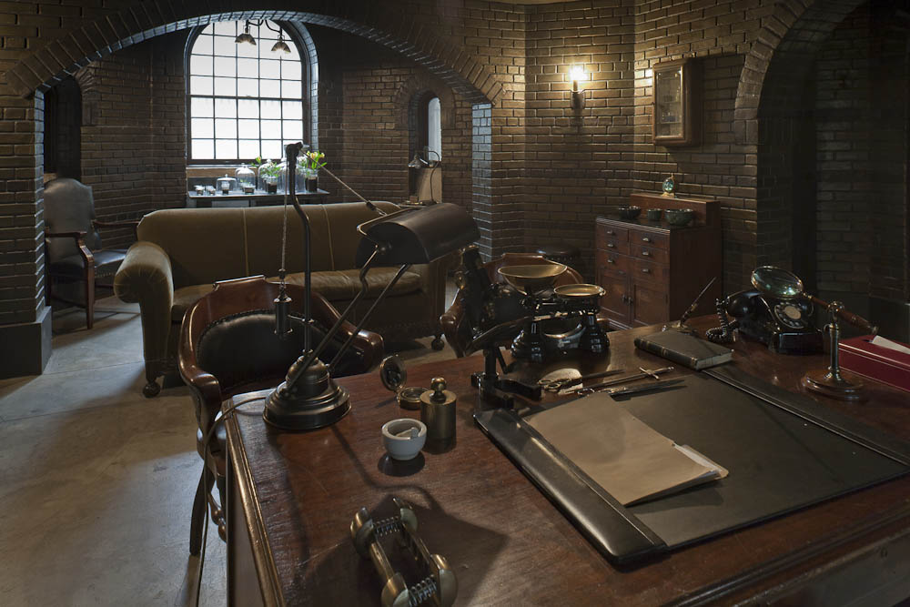 american horror story: asylum. briarcliff asylum, dr. Arden's office. 1964. stage set.