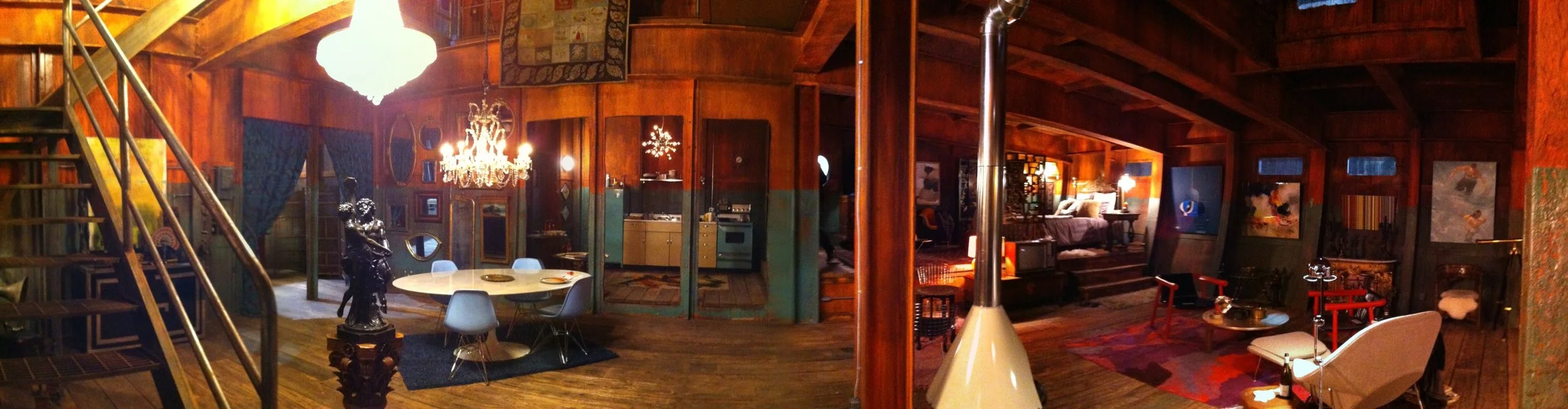 Backstrom. Backstrom's place in the hull of a river barge. Stage Set.